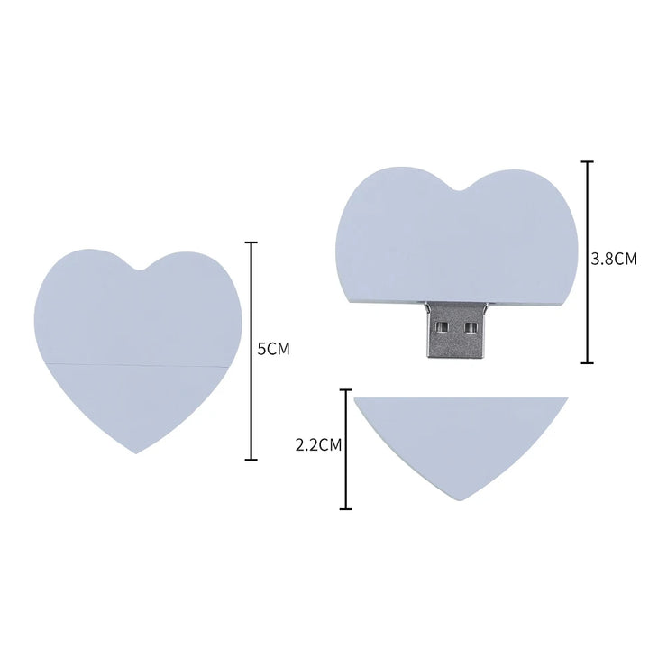 Clé USB Bois en Forme de Cœur 4Go à 128Go – Design Élégant et Personnalisable