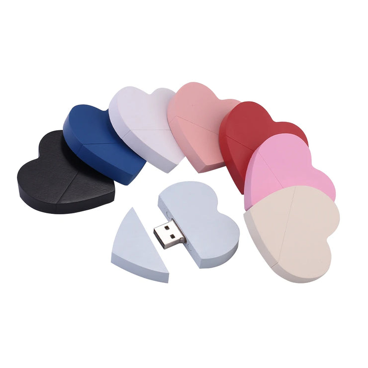 Clé USB Bois en Forme de Cœur 4Go à 128Go – Design Élégant et Personnalisable