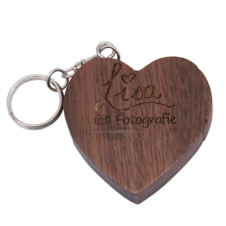 Clé USB Bois en Forme de Cœur 4Go à 128Go – Design Élégant et Personnalisable