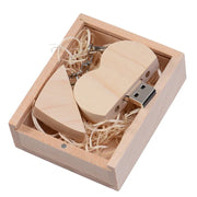 Clé USB Bois en Forme de Cœur 4Go à 128Go – Design Élégant et Personnalisable
