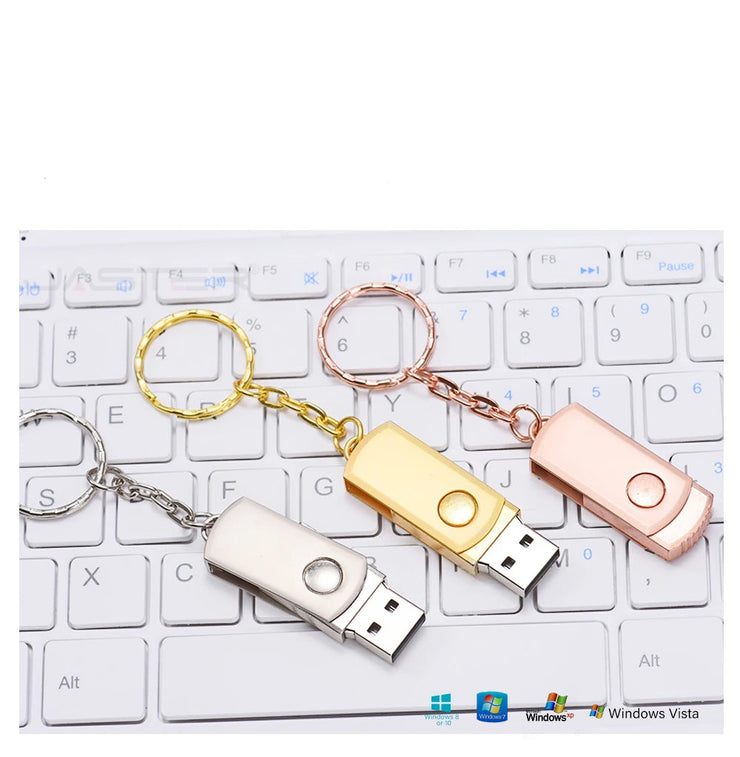 Clé USB Métal Haute Vitesse 16Go à 128Go – Design Rotatif et Élégant